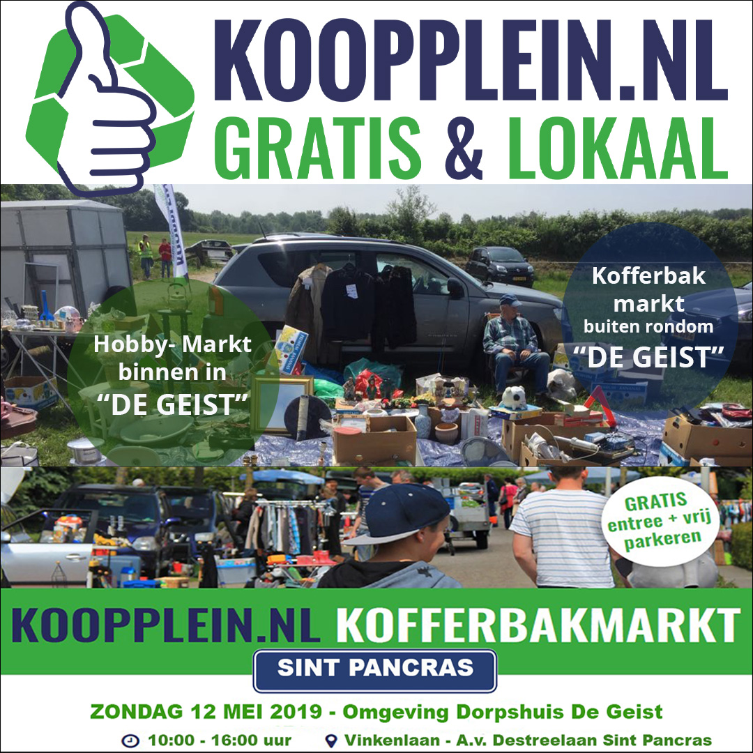 Hier zie je de lokaties waar Koopplein.nl Kofferbakmarkten worden gehouden in 2019